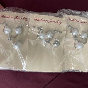 10 pack - Elegant Silver Pearl Earrings